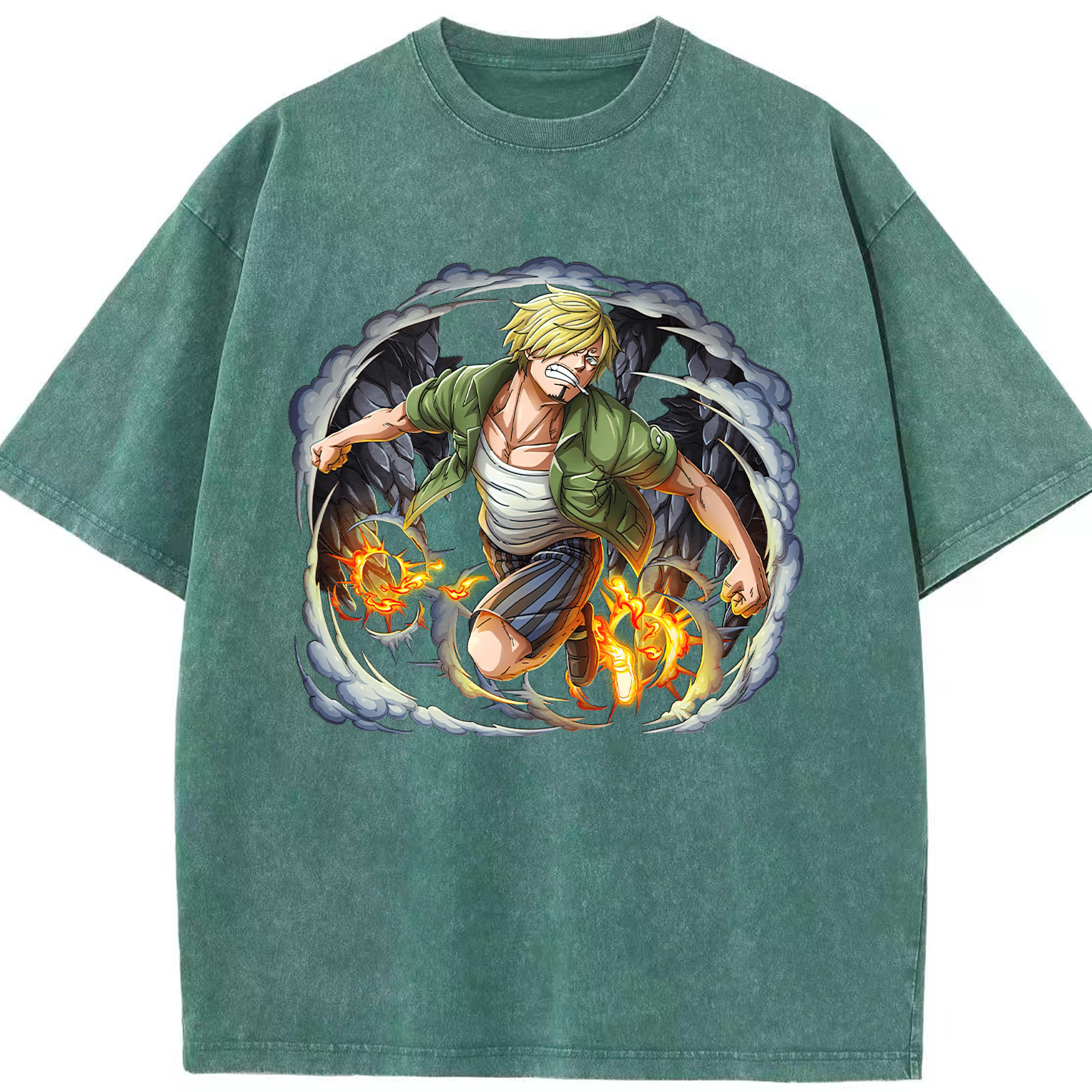 （画像用） ワンピース サンジ ONE PIECE Sanji 綿100% ヴィンテージ風 半袖Tシャツ（フロントプリント）